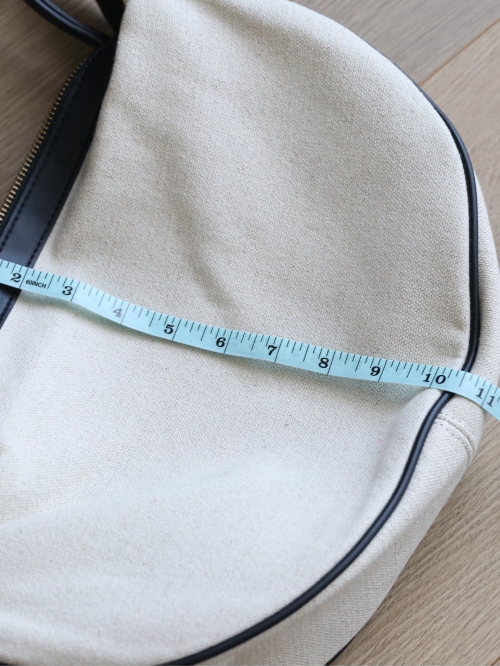 Zara Linen Cotton Oval Hobo Shoulder Bag Cream Black - Picture 10 of 15